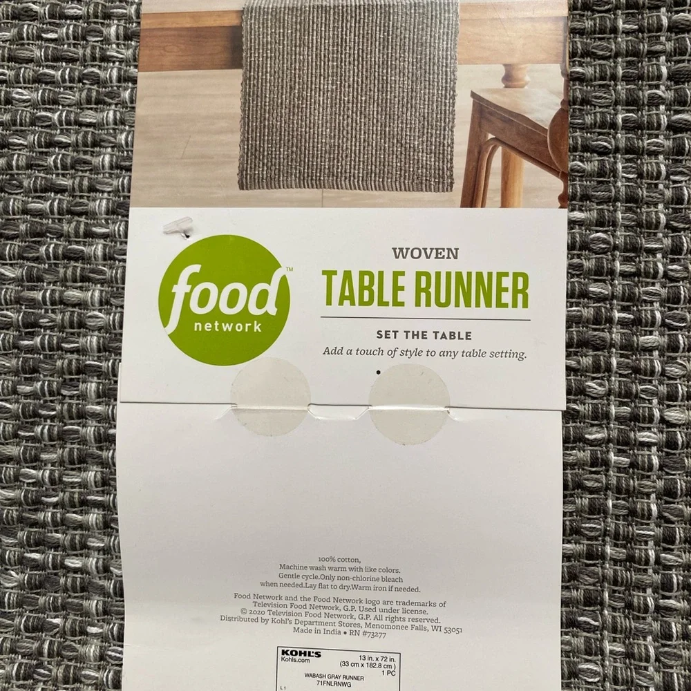 NWT Food Network Wabash Gray Woven Table Runner - Picture 2 of 4